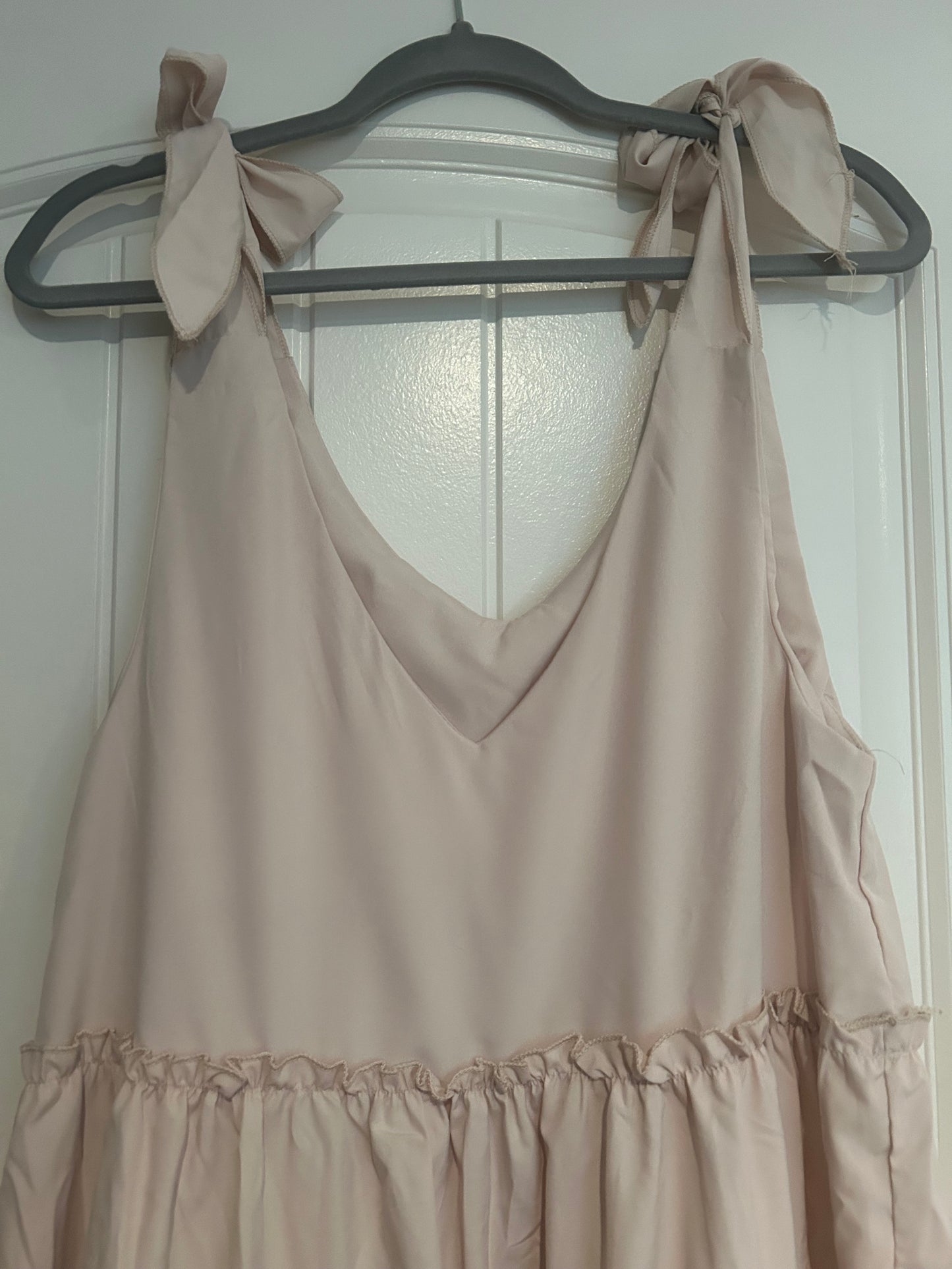 Cute Beige Ruffle Sundress